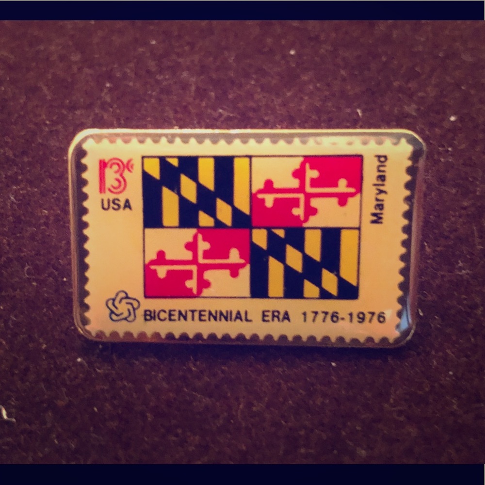 Vintage Maryland Bicentennial Stamp Flag Pin